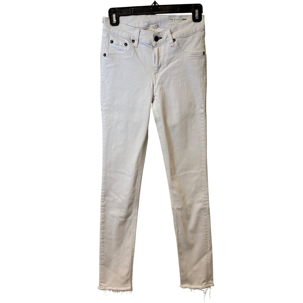 Rag & Bone Capri Style White Low‎ Rise Skinny Jeans Raw Fray Hem Womens 26